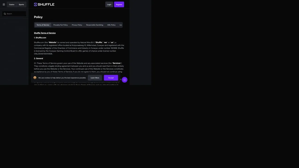 Shuffle terms captured for withdrawal and KYC analysis